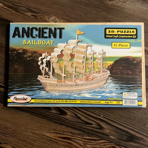 Ancient Sailboat & Apache Helicopter Wood Craft Puzzles - Picture 3 of 9